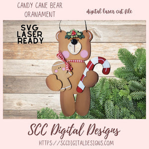 3D Layered Bear Christmas Ornament 1 design in digital laser svg format