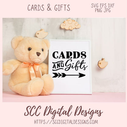 Card and Gifts SVG, DIY Signage for Table for Weddings, Bridal Showers, Baby Showers, Graduation Parties, Anniversary Get Togethers
