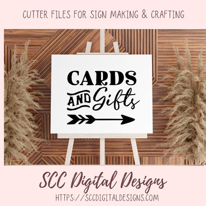 Card and Gifts SVG, DIY Signage for Table for Weddings, Bridal Showers, Baby Showers, Graduation Parties, Anniversary Get Togethers