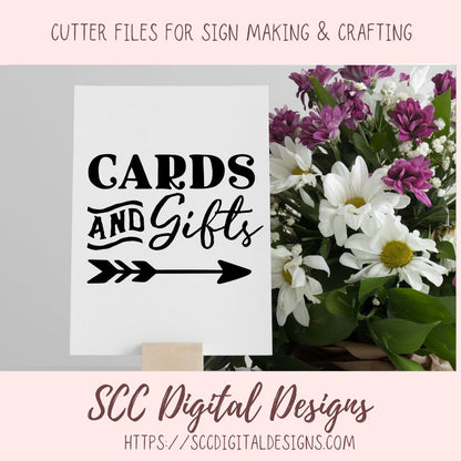 Card and Gifts SVG, DIY Signage for Table for Weddings, Bridal Showers, Baby Showers, Graduation Parties, Anniversary Get Togethers