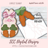 Cute Carrot Bunny SVG Created for Glowforge and Laser Cutters, DIY Easter Home Decor Bunny Lover Gift, Instant Download Commercial Use Art Template, Digital Woodworking Pattern