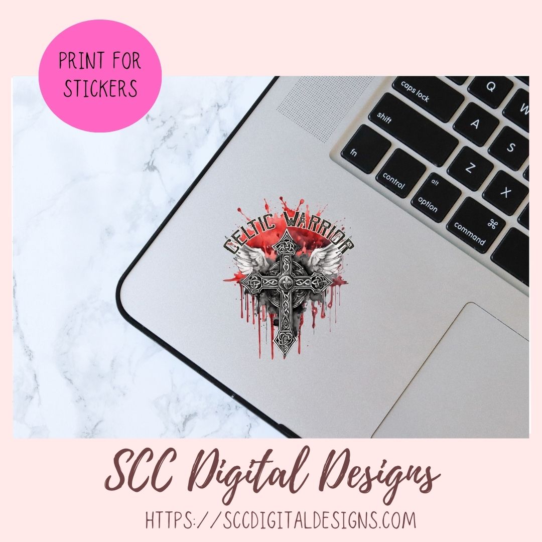 Celtic Warrior Sublimation Design, Viking Warrior Cross Clipart, DIY Empowering Apparel and Home Decor for Girlfirend or Boyfriend