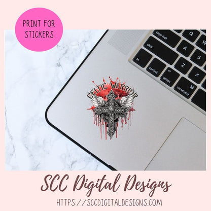 Celtic Warrior Sublimation Design, Viking Warrior Cross Clipart, DIY Empowering Apparel and Home Decor for Girlfirend or Boyfriend
