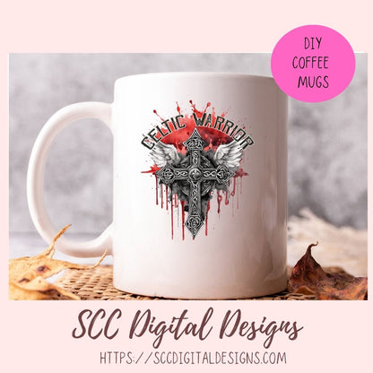 Celtic Warrior Sublimation Design, Viking Warrior Cross Clipart, DIY Empowering Apparel and Home Decor for Girlfirend or Boyfriend
