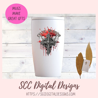 Celtic Warrior Sublimation Design, Viking Warrior Cross Clipart, DIY Empowering Apparel and Home Decor for Girlfirend or Boyfriend