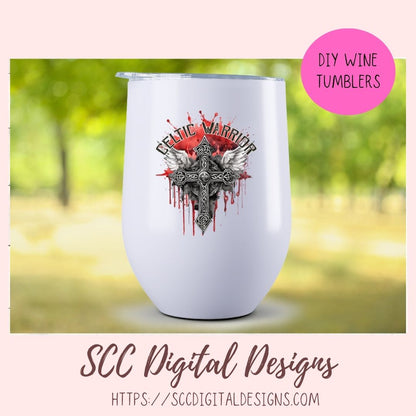 Celtic Warrior Sublimation Design, Viking Warrior Cross Clipart, DIY Empowering Apparel and Home Decor for Girlfirend or Boyfriend