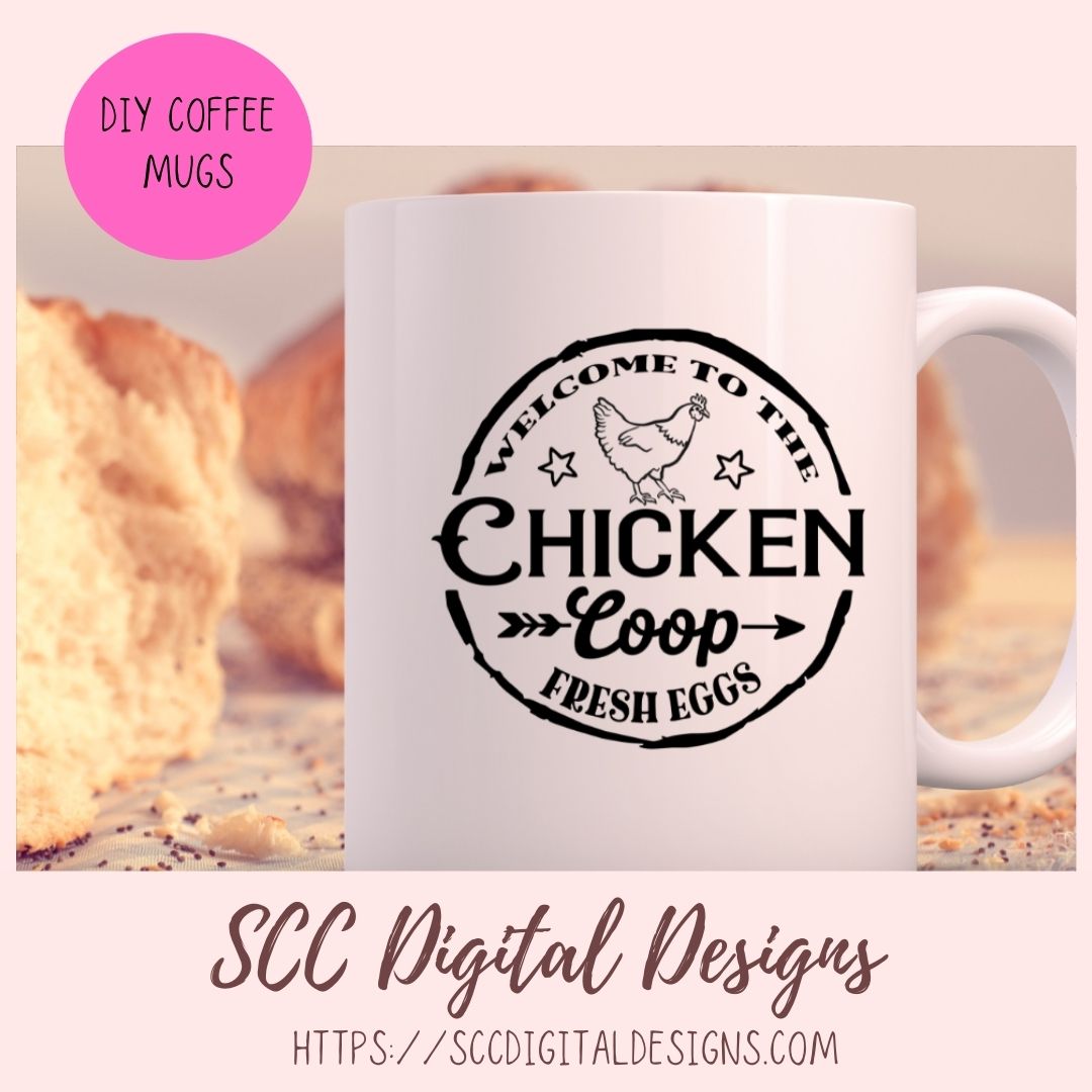Chicken Coop SVG, Farm Fresh Eggs Farmhouse Decor for Mom, Chicken Lover Wall Art Gift for Girlfriend, Rustic Kitchen Sign for Animal Lover
