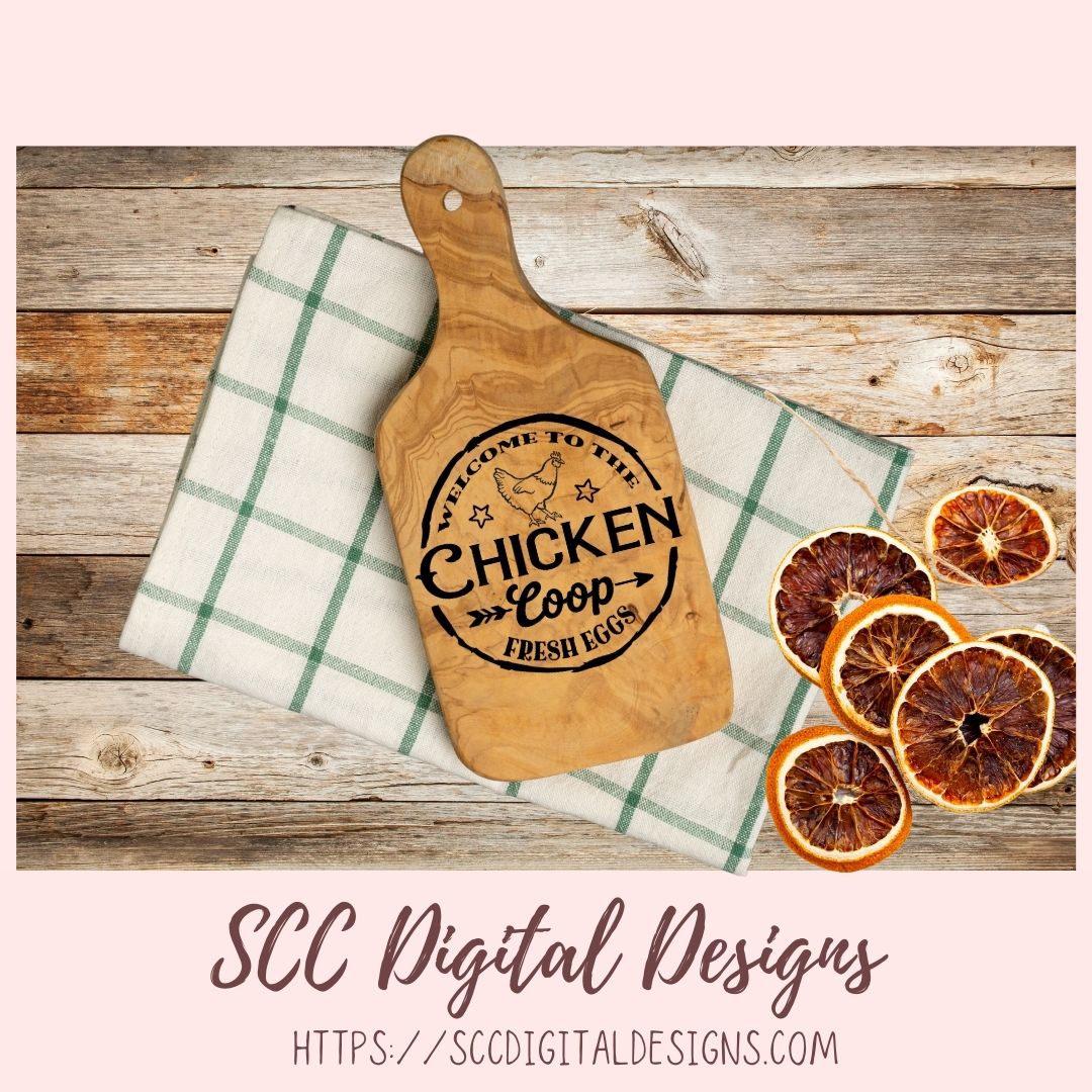 Chicken Coop SVG, Farm Fresh Eggs Farmhouse Decor for Mom, Chicken Lover Wall Art Gift for Girlfriend, Rustic Kitchen Sign for Animal Lover