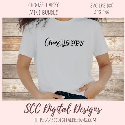 Choose Happy SVG Mini Bundle, Focus on the Good, Be Still and Know Inspirational Wall Art for Mom, Enjoy the Journey Farmhouse Sign Decor