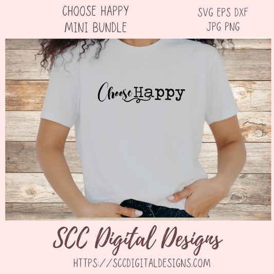 Choose Happy SVG Mini Bundle, Focus on the Good, Be Still and Know Inspirational Wall Art for Mom, Enjoy the Journey Farmhouse Sign Decor