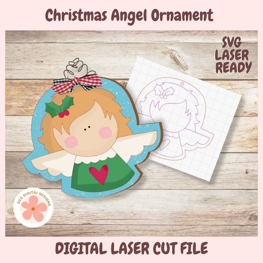 Create beautiful wooden Christmas ornaments with our Christmas Angel Laser SVG. Perfect for Glowforge, laser engraving, DIY holiday decor, and handmade gifts.