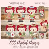 Annie Clipart for Stickers for Kids, Christmas Cookies, Stocking, & Snowmen PNGs for Paper Crafting for Women, Primitive Doll Clip Art for