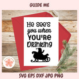 Christmas Cheer SVG Mini Bundle, Funny Holiday Booze Quote PNGs & Wine Bottle Gift Tag Designs