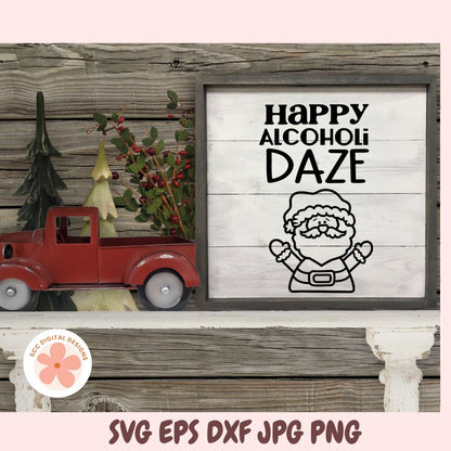 Christmas Cheer SVG Mini Bundle, Funny Holiday Booze Quote PNGs & Wine Bottle Gift Tag Designs