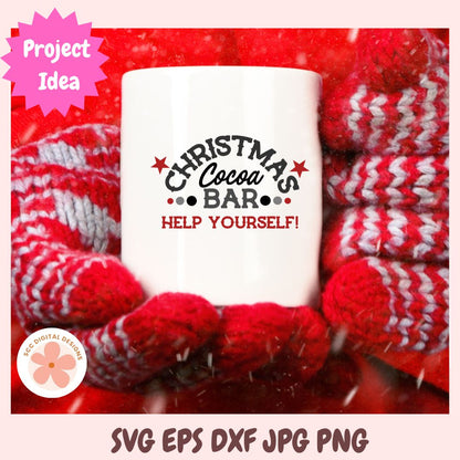 Christmas Hot Cocoa Bar SVG, Serve Yourself Hot Chocolate Sign, Farmhouse Winter Holiday Home Decor Cut File