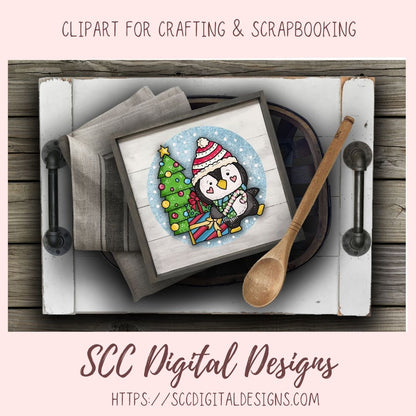 Christmas Penguin PNG, Winter Sublimation Clipart for Shirts & Mugs, Christmas Clip Art for Greeting Cards, Gift Tags, Whimsical Wildlife