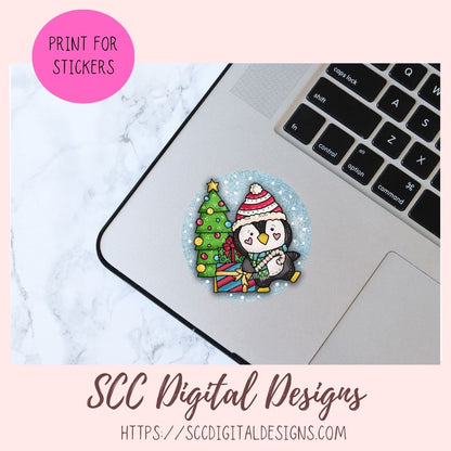 Christmas Penguin PNG, Winter Sublimation Clipart for Shirts & Mugs, Christmas Clip Art for Greeting Cards, Gift Tags, Whimsical Wildlife
