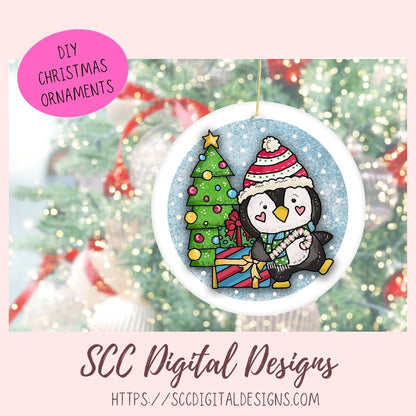 Christmas Penguin PNG, Winter Sublimation Clipart for Shirts & Mugs, Christmas Clip Art for Greeting Cards, Gift Tags, Whimsical Wildlife