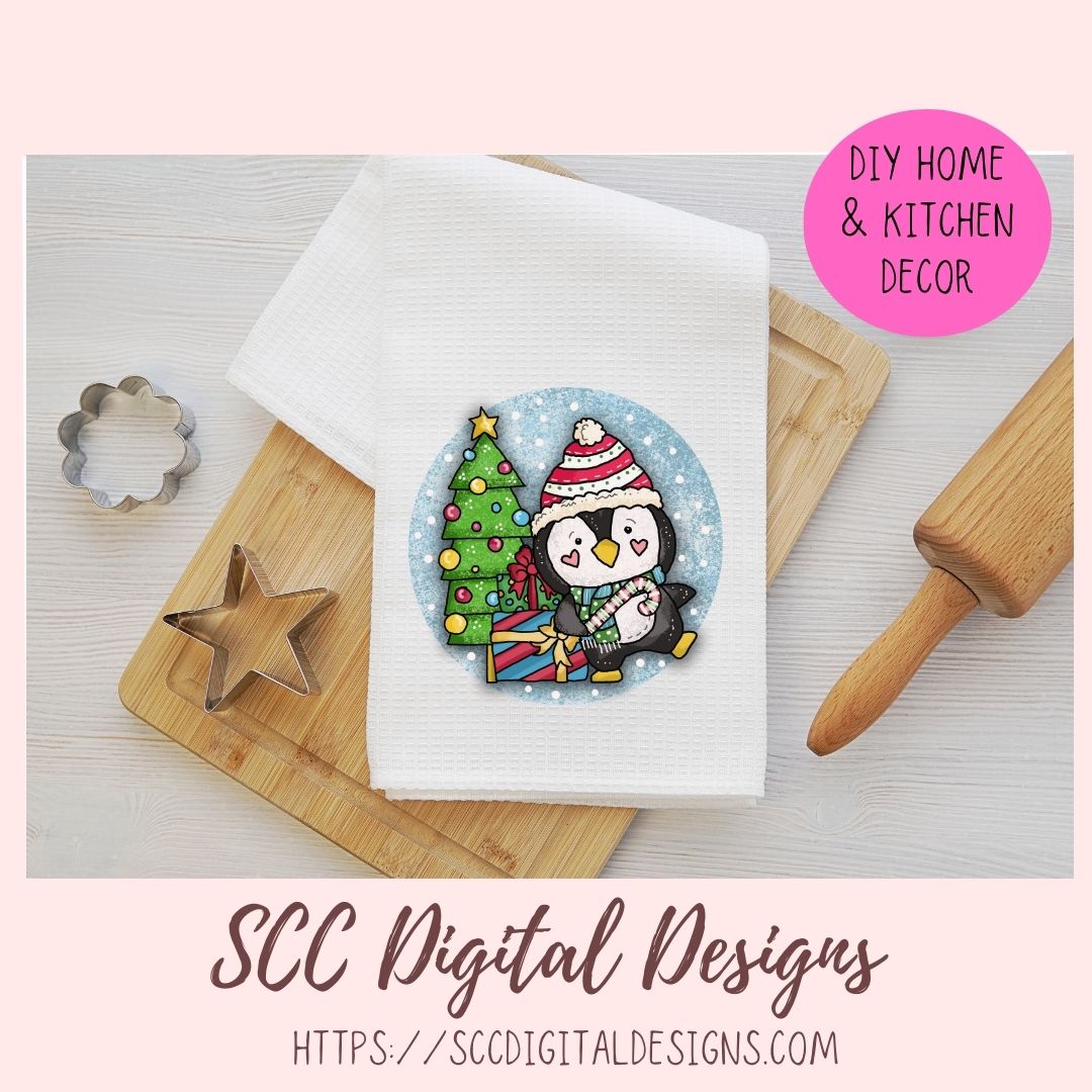 Christmas Penguin PNG, Winter Sublimation Clipart for Shirts & Mugs, Christmas Clip Art for Greeting Cards, Gift Tags, Whimsical Wildlife