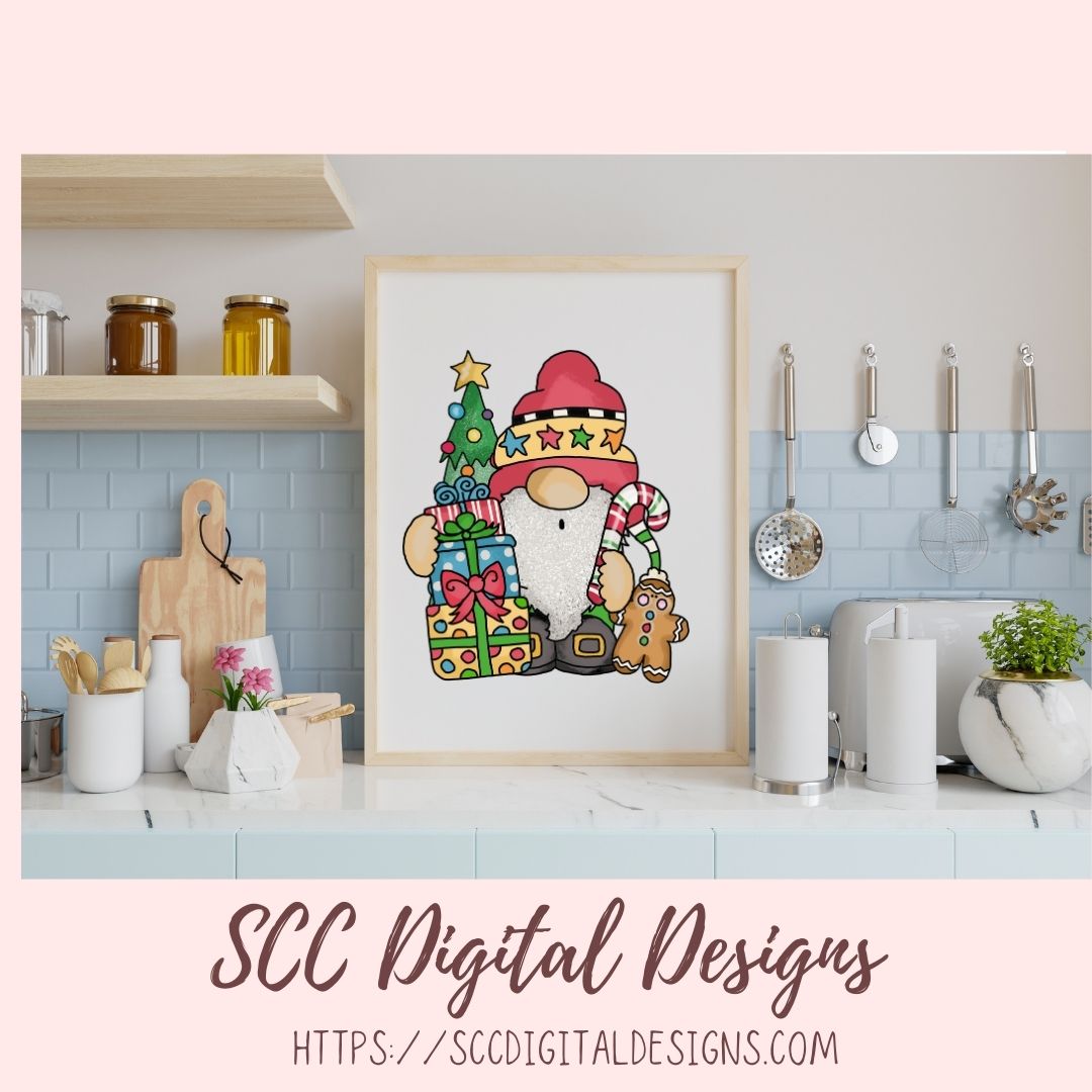 Christmas Gnomes Clipart, Santa Sublimation PNG for Paper Crafting, T-Shirts or Mugs, DIY Holiday Wall Art, Digital Scrapbook Elements