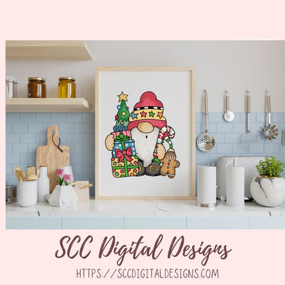 Christmas Gnomes Clipart, Santa Sublimation PNG for Paper Crafting, T-Shirts or Mugs, DIY Holiday Wall Art, Digital Scrapbook Elements
