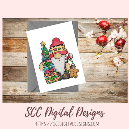 Christmas Gnomes Clipart, Santa Sublimation PNG for Paper Crafting, T-Shirts or Mugs, DIY Holiday Wall Art, Digital Scrapbook Elements