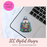 Cute Winter Snowman Clipart - Cute Snow Man Christmas Cocoa Mug & Christmas Tree, DIY Christmas Cards Stickers and Home Decor Wall Art