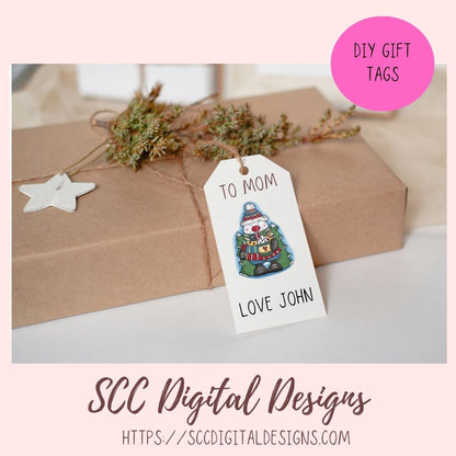 Cute Winter Snowman Clipart - Cute Snow Man Christmas Cocoa Mug & Christmas Tree, DIY Christmas Cards Stickers and Home Decor Wall Art