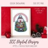 Cute Winter Snowman Clipart - Cute Snow Man Christmas Cocoa Mug & Christmas Tree, DIY Christmas Cards Stickers and Home Decor Wall Art