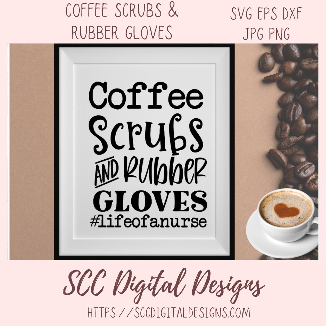 Coffee Scrubs and Rubber Gloves SVG 1 design in svg eps dxf jpg png formats