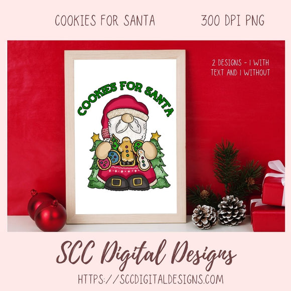 Cookies for Santa Christmas Clipart, Festive Gingerbread, Snowman & Sugar Cookie Sublimation PNG Bundle