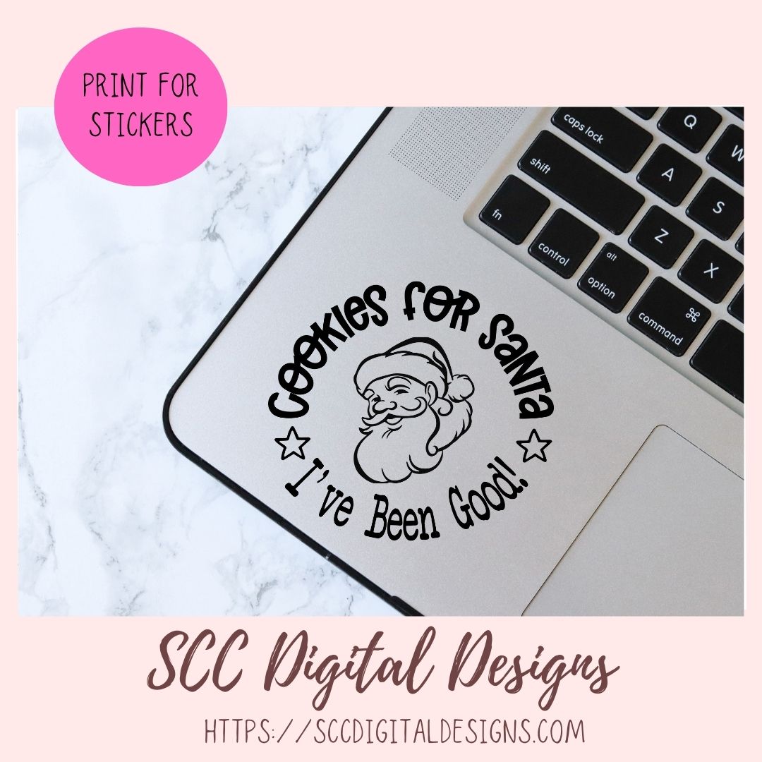 Cookies For Santa SVG, Digital and Printable Christmas Cookies Gift Bag Sticker, DIY Holiday Cards for Kids, PNG Designs for Shirts