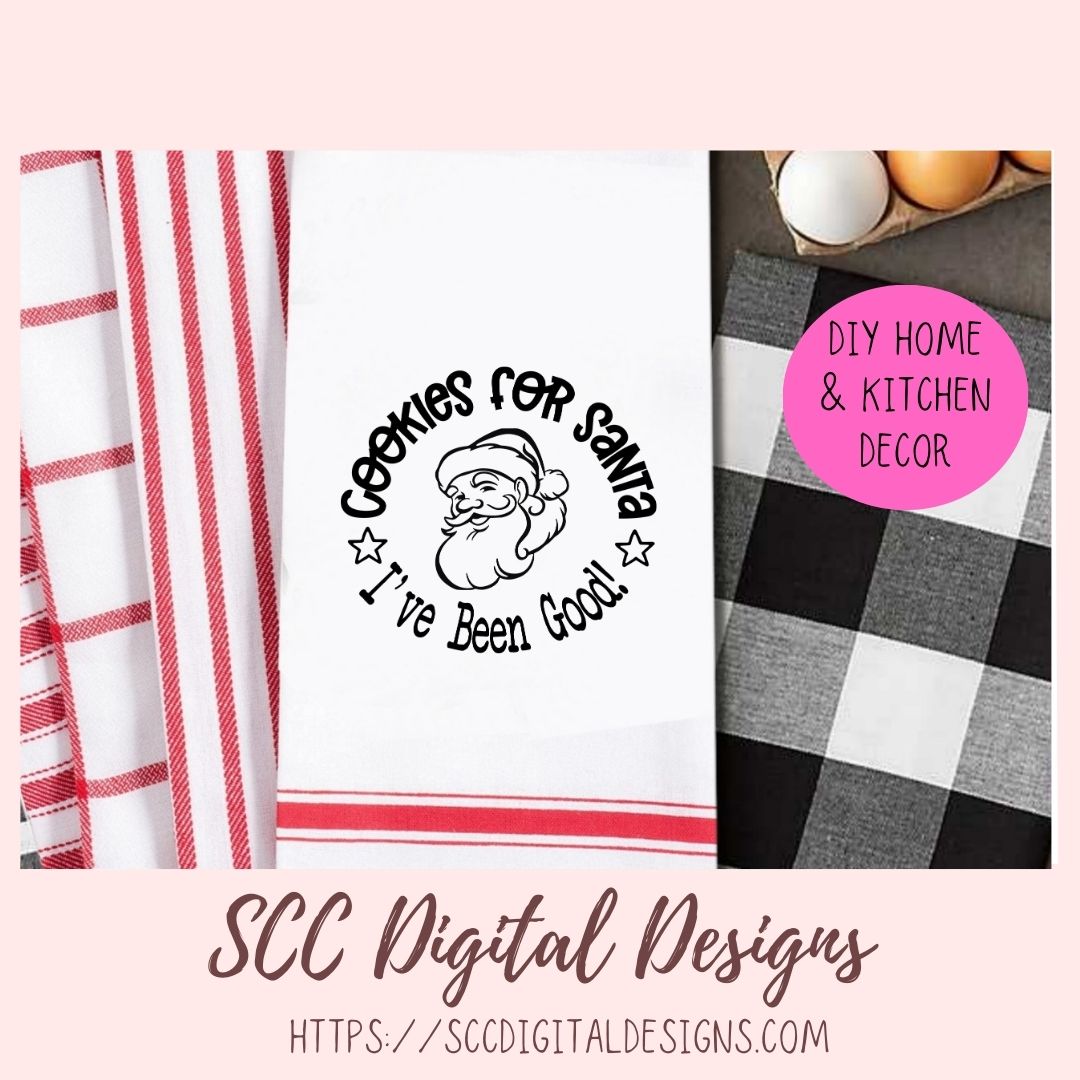 Cookies For Santa SVG, Digital and Printable Christmas Cookies Gift Bag Sticker, DIY Holiday Cards for Kids, PNG Designs for Shirts