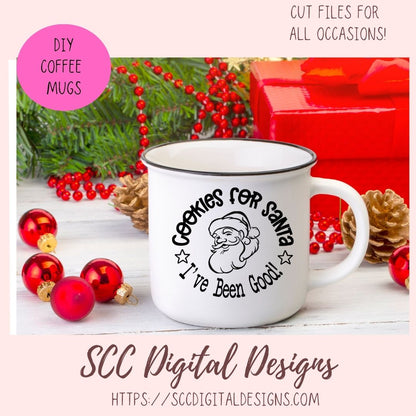 Cookies For Santa SVG, Digital and Printable Christmas Cookies Gift Bag Sticker, DIY Holiday Cards for Kids, PNG Designs for Shirts