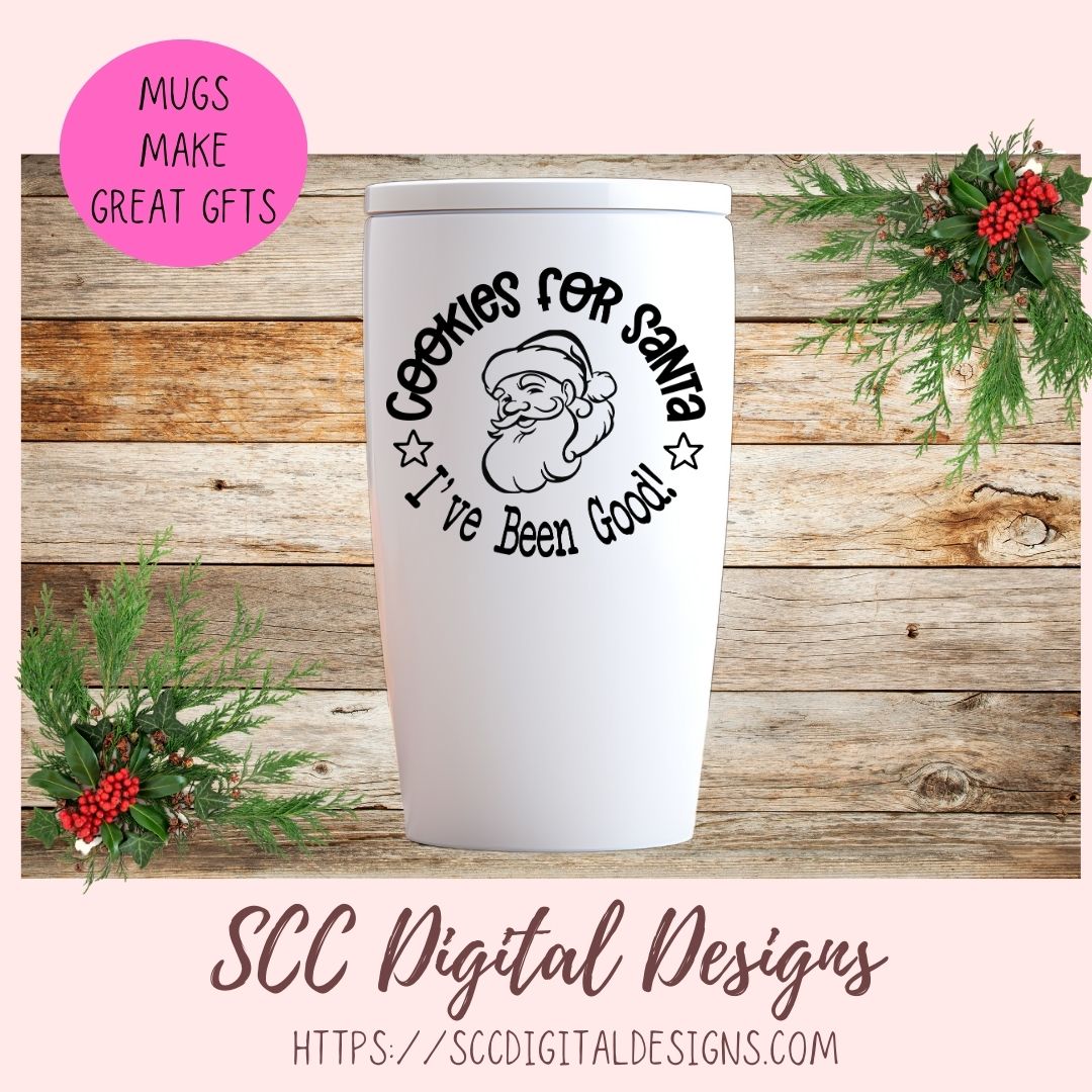 Cookies For Santa SVG, Digital and Printable Christmas Cookies Gift Bag Sticker, DIY Holiday Cards for Kids, PNG Designs for Shirts