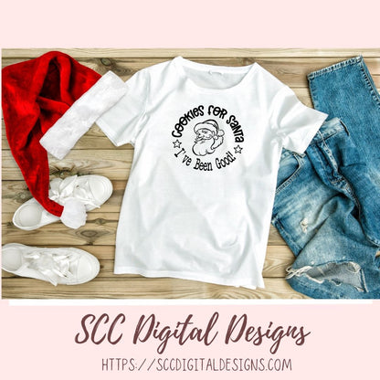 Cookies For Santa SVG, Digital and Printable Christmas Cookies Gift Bag Sticker, DIY Holiday Cards for Kids, PNG Designs for Shirts