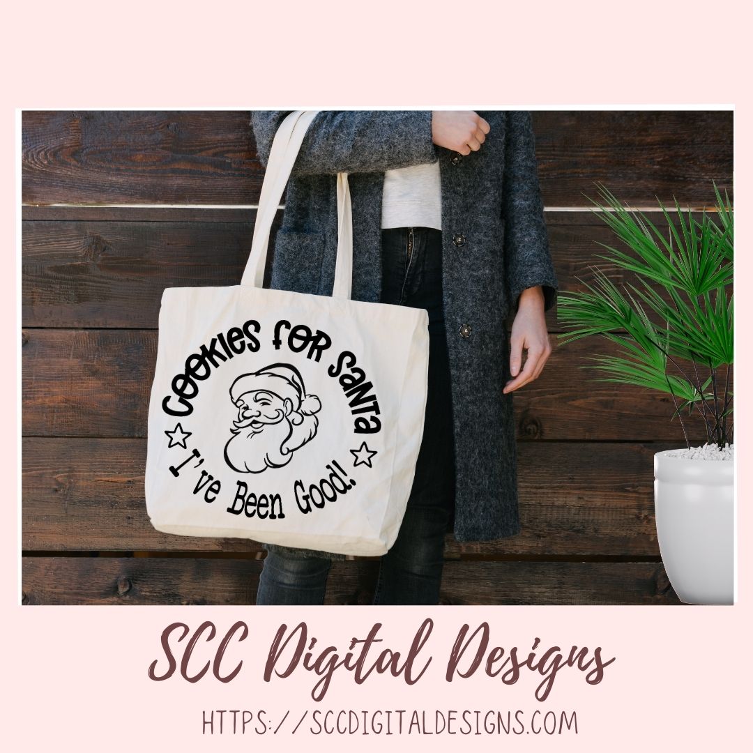 Cookies For Santa SVG, Digital and Printable Christmas Cookies Gift Bag Sticker, DIY Holiday Cards for Kids, PNG Designs for Shirts