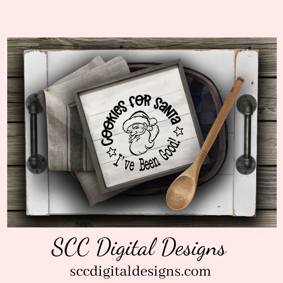 Cookies For Santa SVG, Digital and Printable Christmas Cookies Gift Bag Sticker, DIY Holiday Cards for Kids, PNG Designs for Shirts
