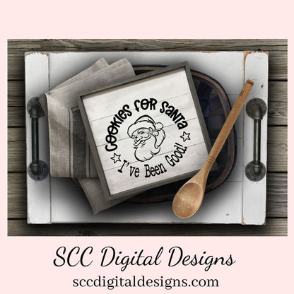Cookies For Santa SVG, Digital and Printable Christmas Cookies Gift Bag Sticker, DIY Holiday Cards for Kids, PNG Designs for Shirts