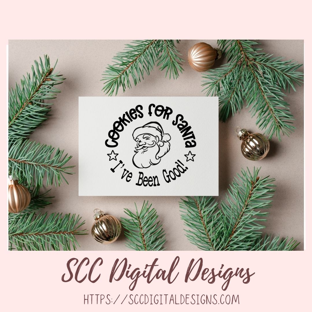 Cookies For Santa SVG, Digital and Printable Christmas Cookies Gift Bag Sticker, DIY Holiday Cards for Kids, PNG Designs for Shirts