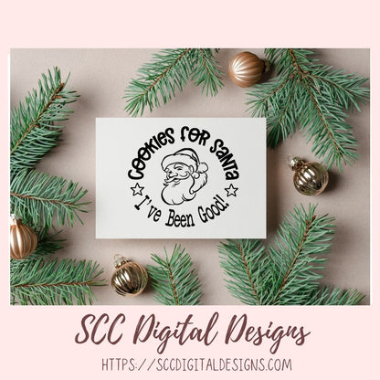 Cookies For Santa SVG, Digital and Printable Christmas Cookies Gift Bag Sticker, DIY Holiday Cards for Kids, PNG Designs for Shirts