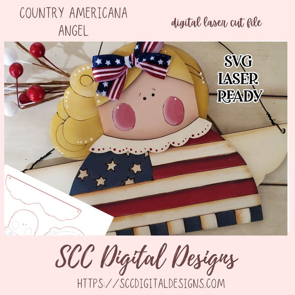 Americana Country Girl Digital Laser SVG, 3D Layered Patriotic Farmhouse Sign Decor Laser Cut Design for Laser Cutters