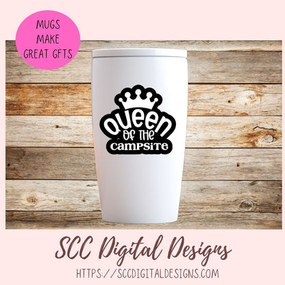 Country Roads Sticker SVGs, Queen of The Campsite PNG DIY Adventure Bound Sign Mountain Wanderer Digital & Printable Sticker Designs