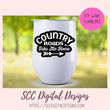 Country Roads Sticker SVGs, Queen of The Campsite PNG DIY Adventure Bound Sign Mountain Wanderer Digital & Printable Sticker Designs