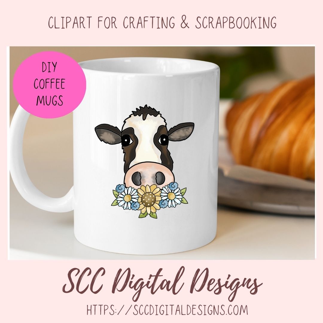Cow Town PNG, Black and White Cows & Flower for Sublimation for Stickers, Rustic Farmhouse Decor for Girlfriend, Cow Lover T-Shirts for Mom