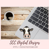 Cow Town PNG, Black and White Cows & Flower for Sublimation for Stickers, Rustic Farmhouse Decor for Girlfriend, Cow Lover T-Shirts for Mom