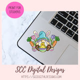 Easter Bunny Gnome Clipart, Bunny Clip Art for Stickers and Scrapbooking, Colored Eggs & Duck PNG for Tumblers, Paper Crafting, Kid's Shirts