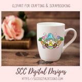 Easter Bunny Gnome Clipart, Bunny Clip Art for Stickers and Scrapbooking, Colored Eggs & Duck PNG for Tumblers, Paper Crafting, Kid's Shirts