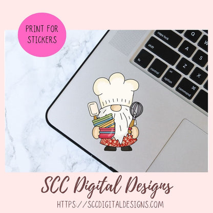 kitchen gnome png designs for sublimation designs for aprons, baking png files for commercial use, chef gnome clip art for stickers, digital