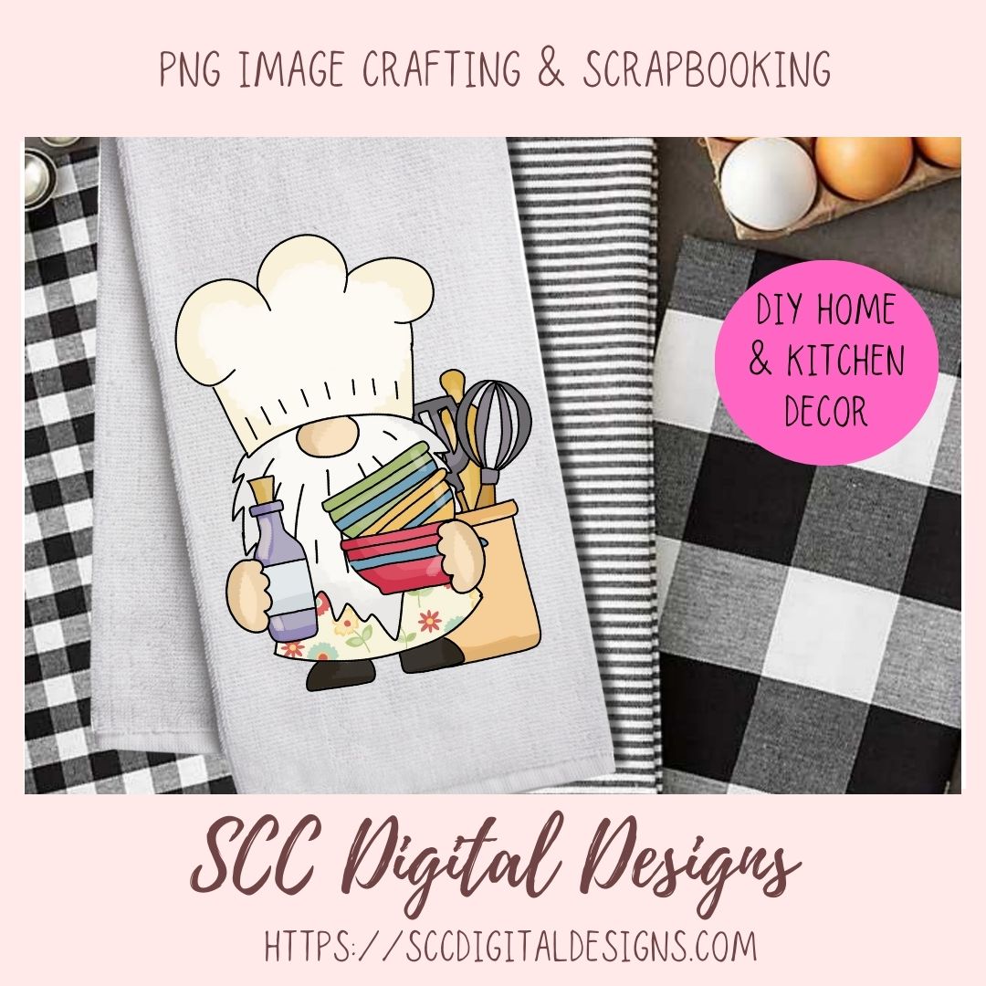 kitchen gnome png designs for sublimation designs for aprons, baking png files for commercial use, chef gnome clip art for stickers, digital